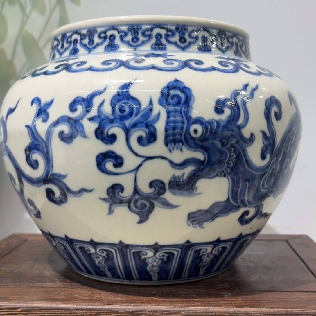 我***虎摆件瓷瓷器工艺品摆件青花