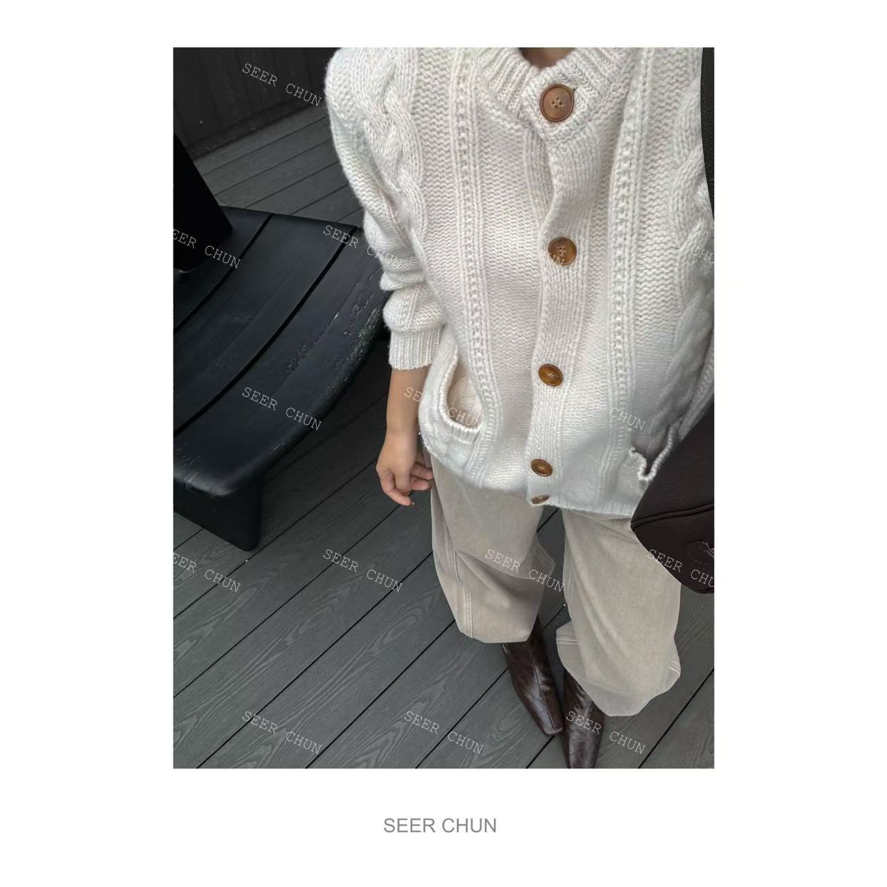 SEER CHUN“温柔麻花 ”圆领开衫 60368