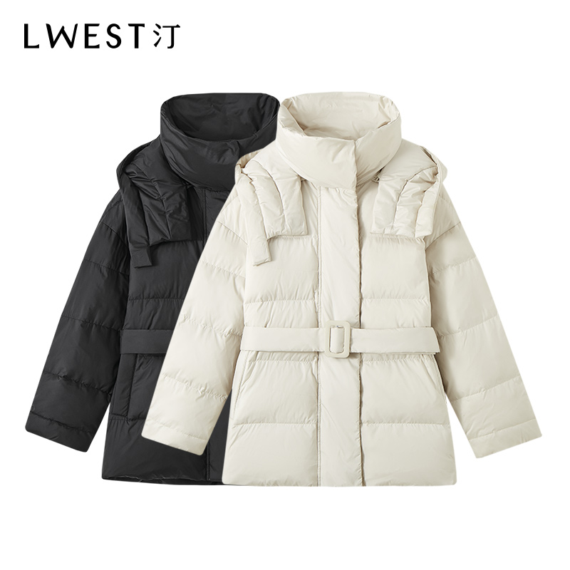 12414【大叔专享】朗文斯汀时尚纯色连帽宽松羽绒服DZMA3512B12414