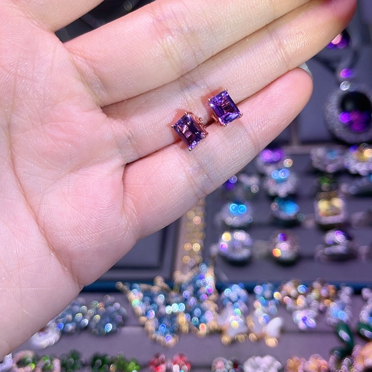 【闪购商品】紫晶耳饰银S925镶嵌耳饰