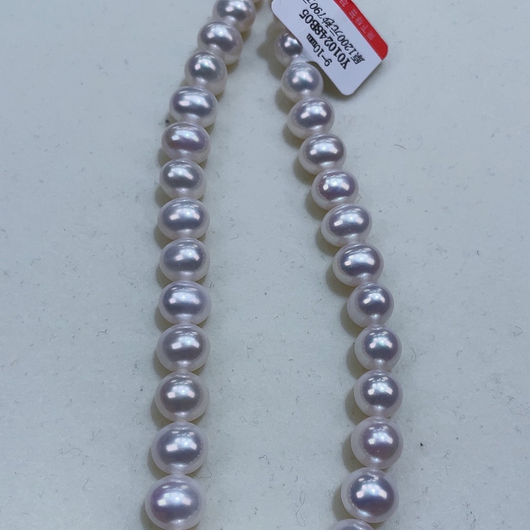 淡水珍珠颈饰银S925镶嵌9-10极光炫彩