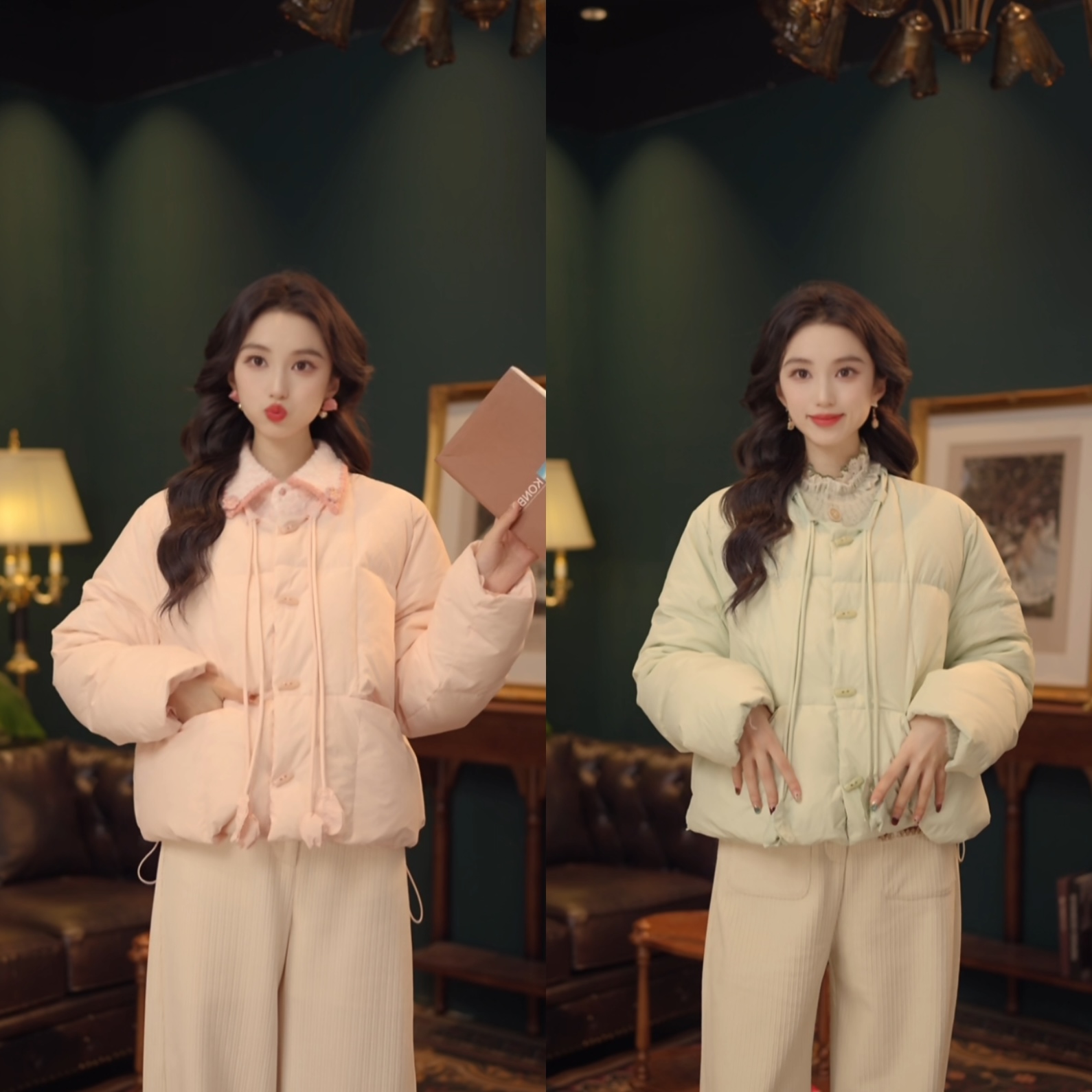 琦琦【青衣南山】港风复古秋冬百搭保暖羽绒外套YO6347417