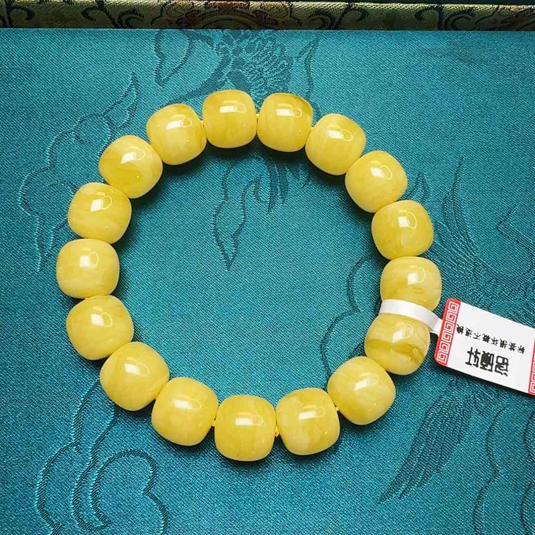 蜜蜡珠宝奇石未镶嵌焦皮同料橘黄白花虎皮13m老型单圈