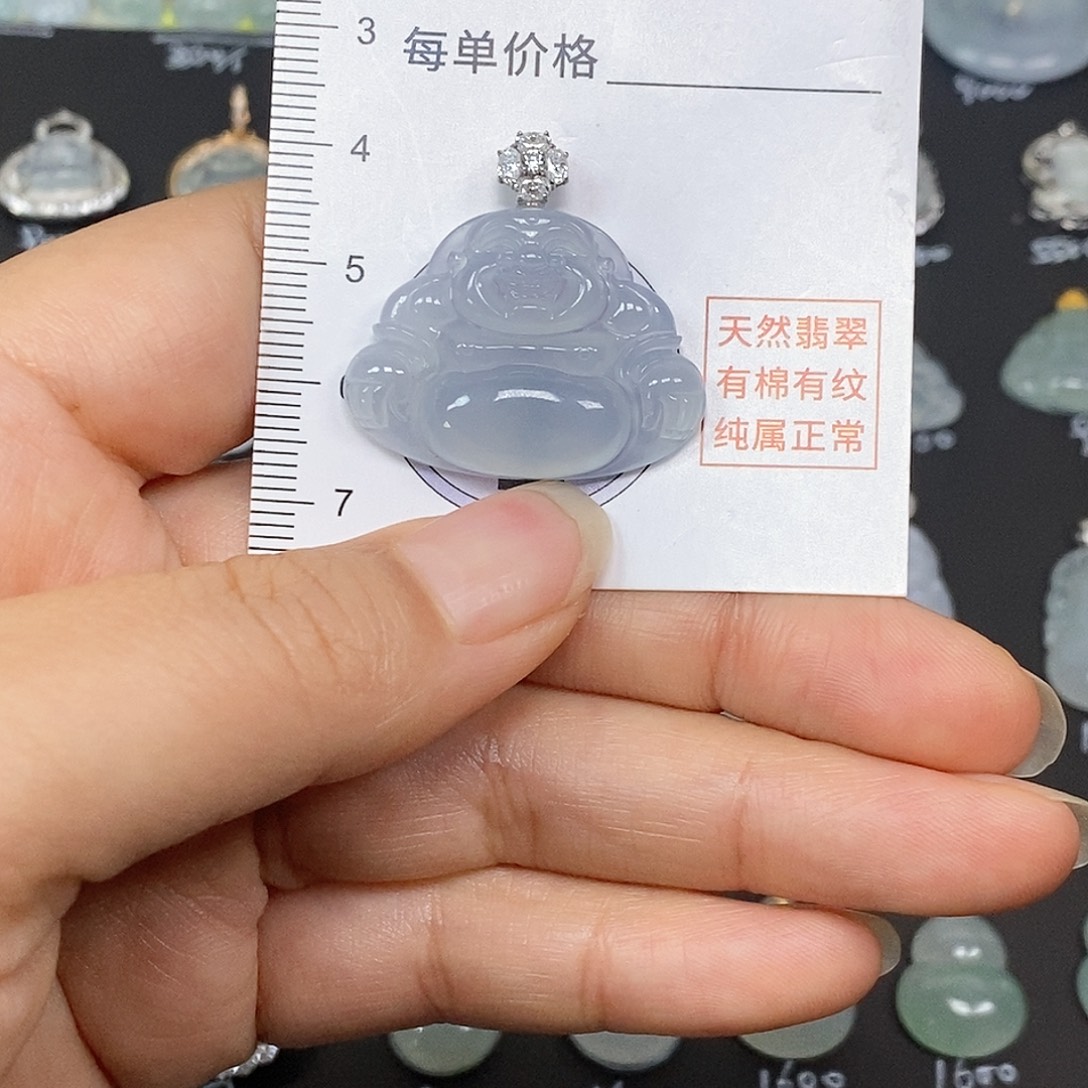 雪***理翡翠18K金镶嵌颈饰