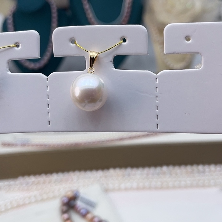 淡水珍珠颈饰18K金镶嵌卡13➕高品极光白炫彩吊坠