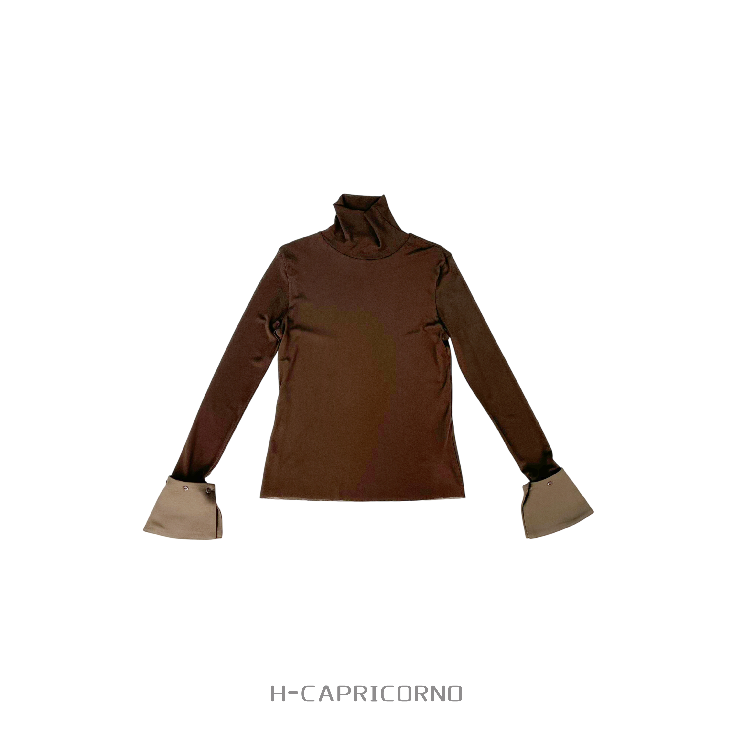 H-CAPRICORNO搭配烟囱立领可拆卸袖口美六角网四面延展打底针织衫