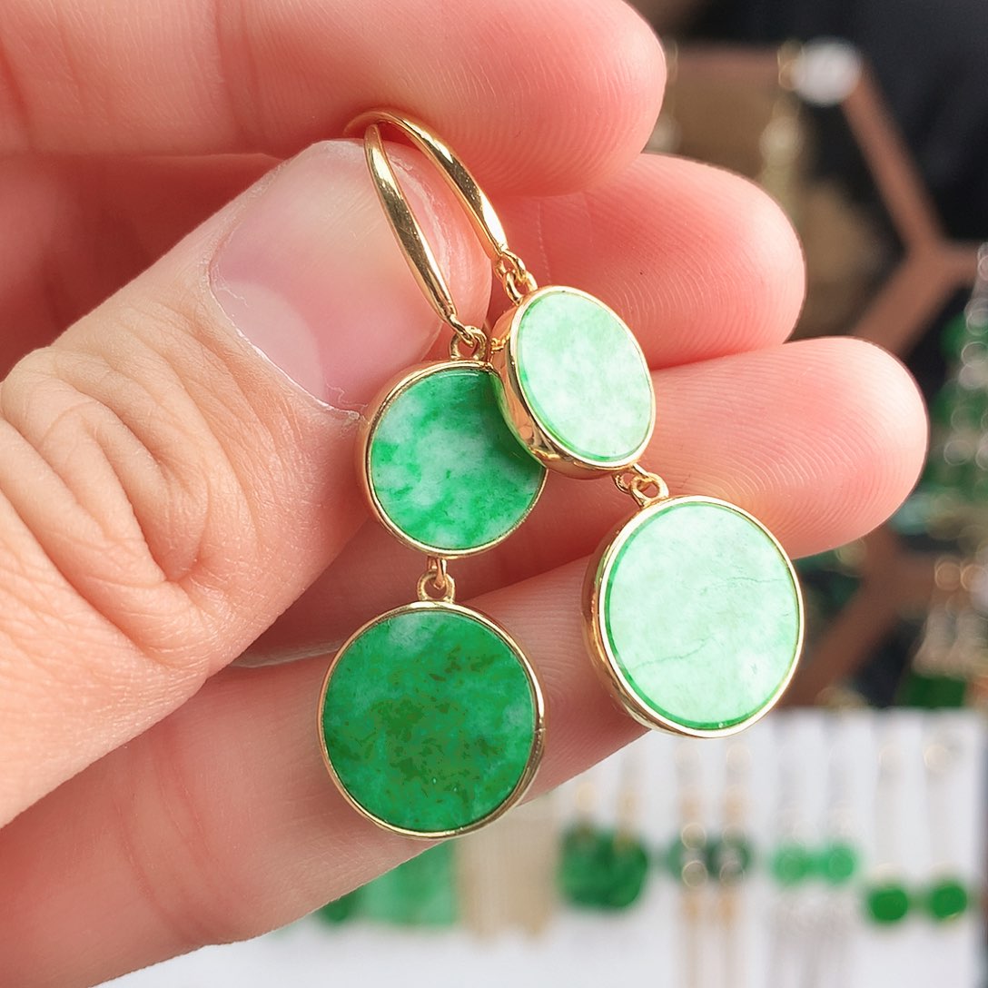 翡翠耳饰银S925镶嵌紫*耳饰