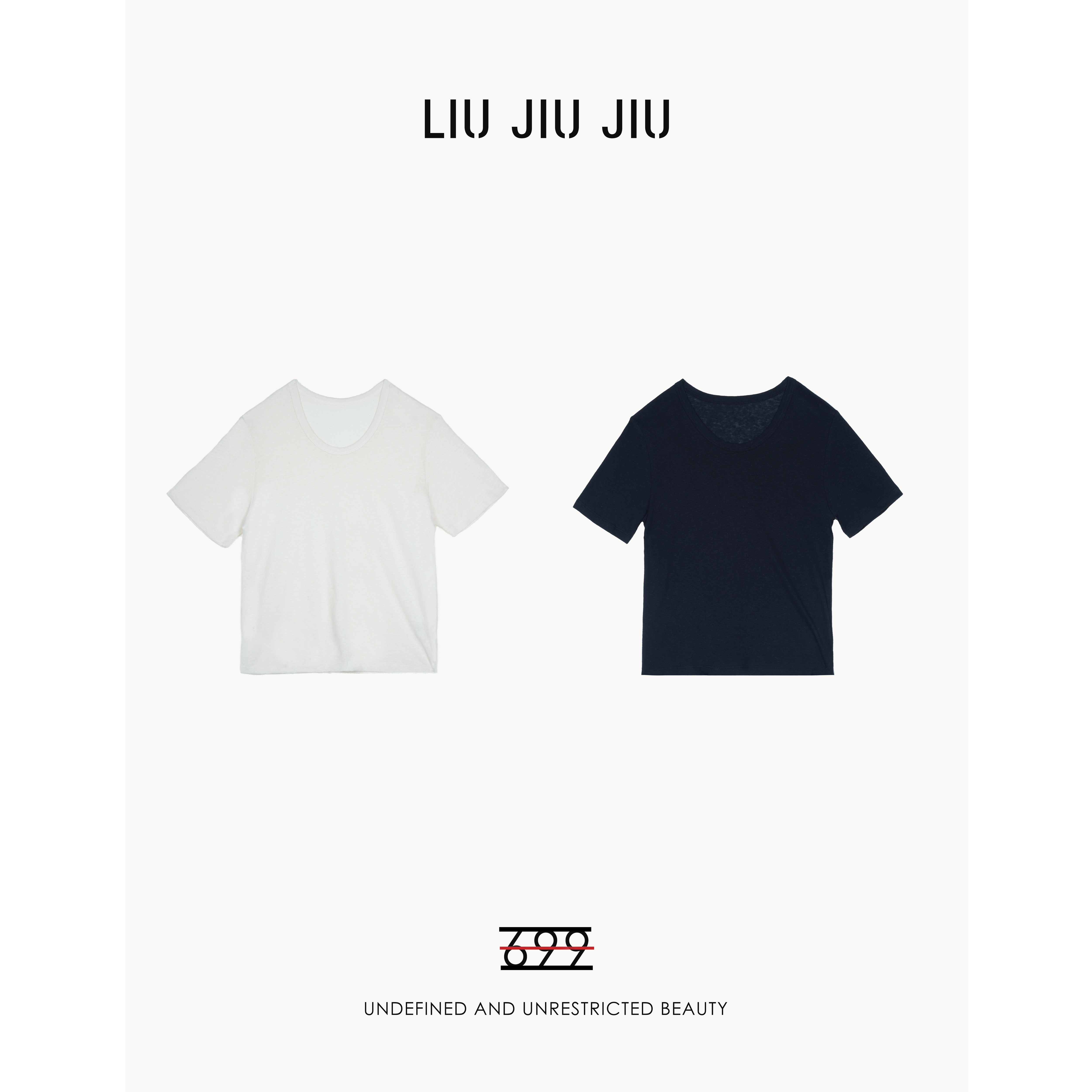 LIUJIUJIU 亲肤T恤欧货款小众U领肌理包边短袖T2018L