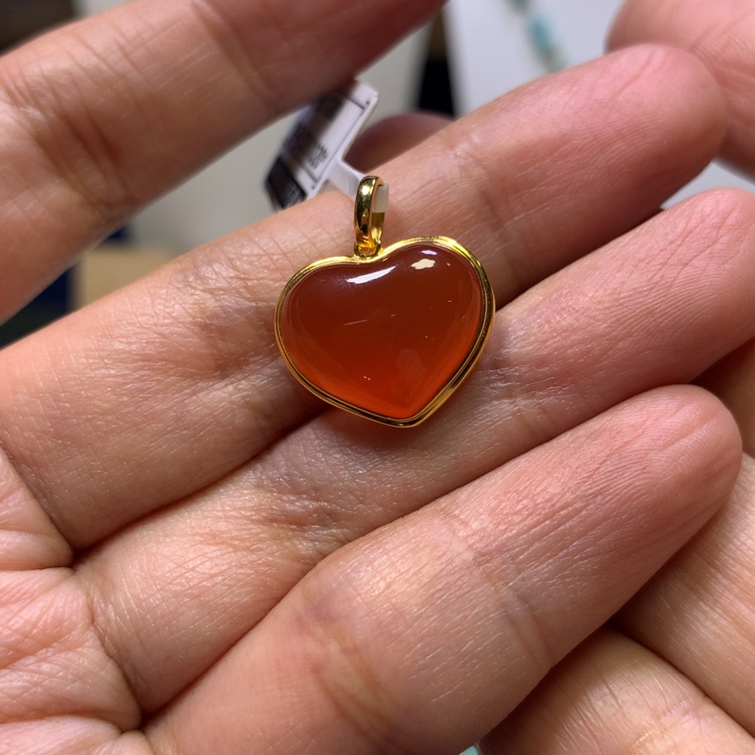 绿松石18K金镶嵌吊坠