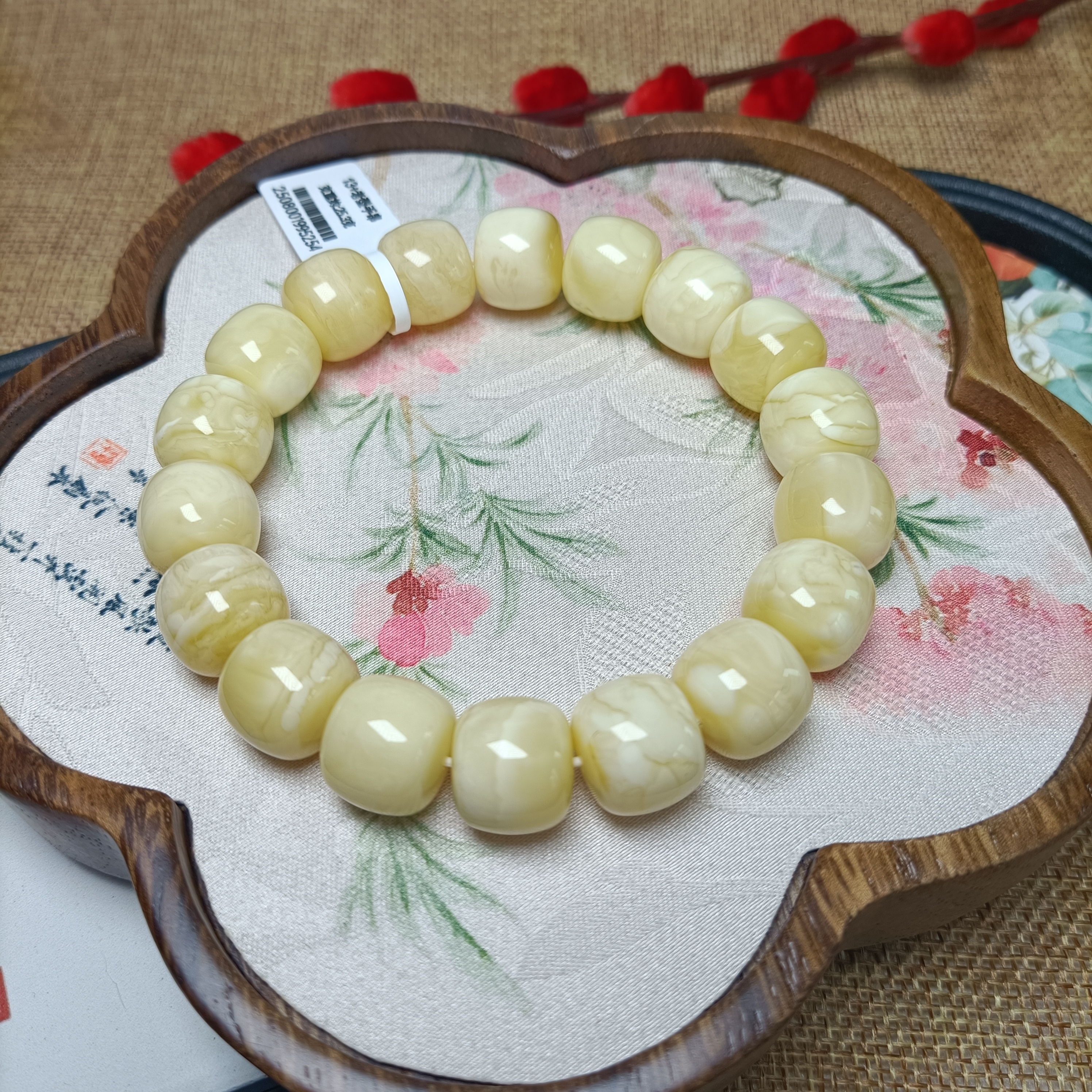 13+天然俄料蜜蜡白蜡老型手串~精品毕业~俄料高品~5254轻奢