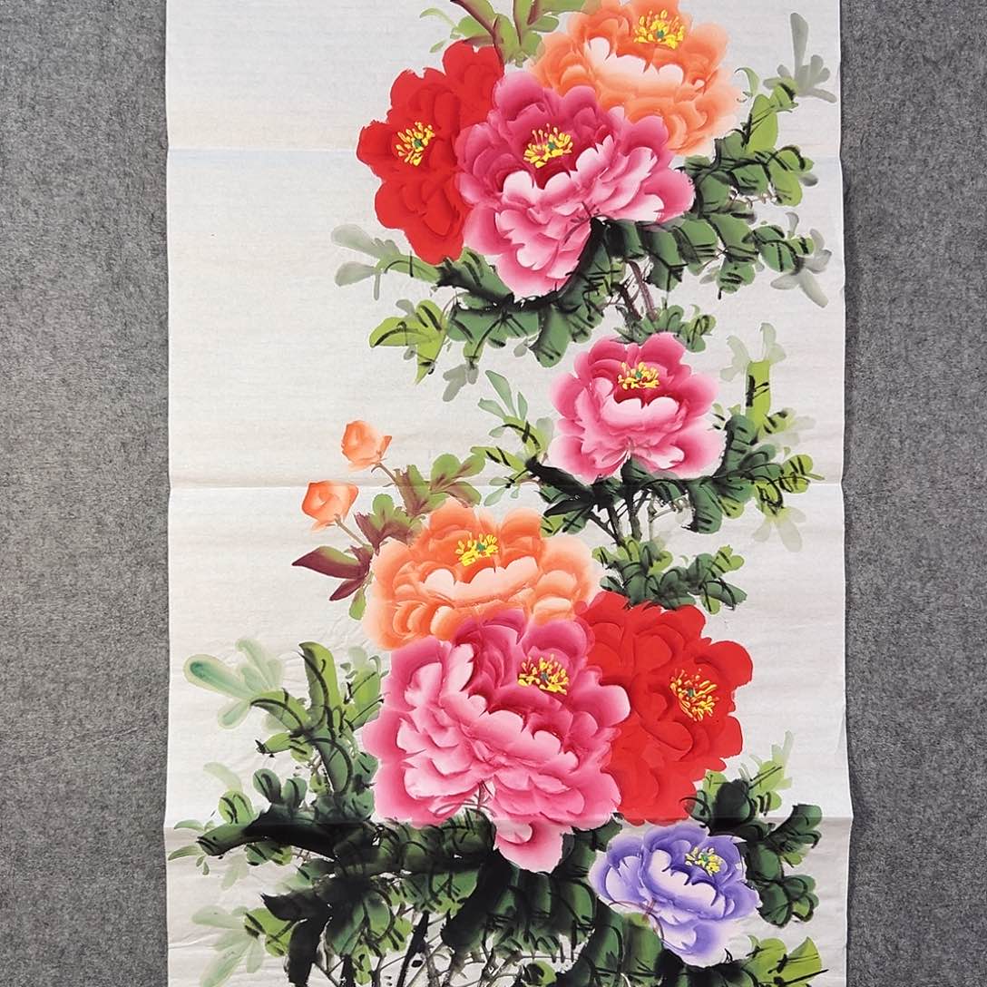 国画318 牡丹之花之叶的颜色与花色