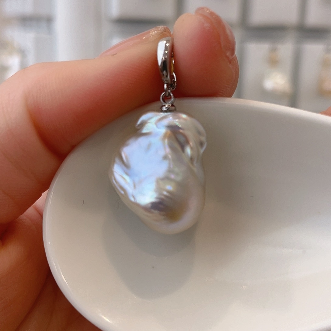 淡水珍珠天然珍珠巴洛克银S925镶嵌