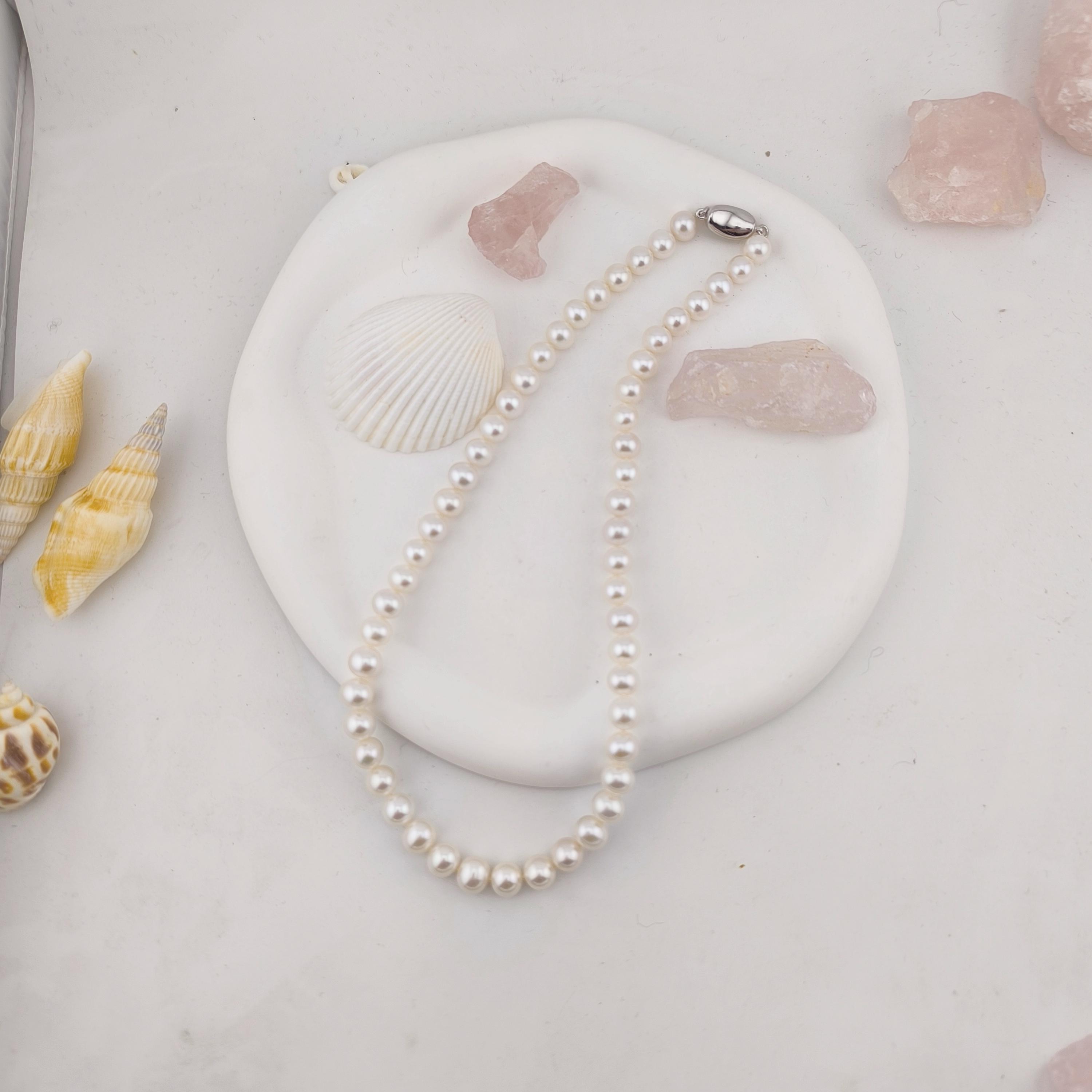 【母亲节礼物】7.3-8.3mm淡水无核珍珠项链 S925银 JYX049