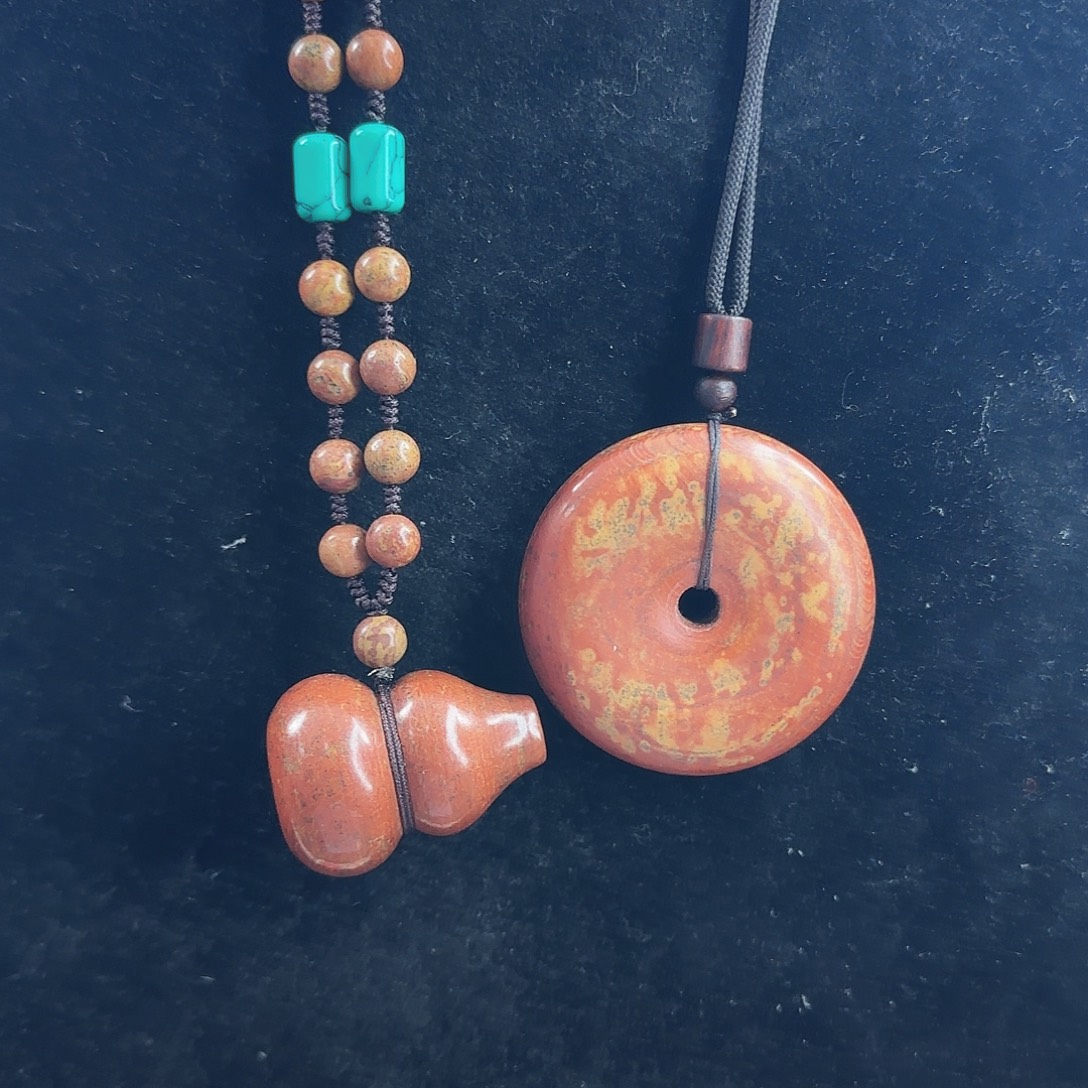 泗水砭石精品金刚结葫芦高货精品吊坠（搭配大平安扣）