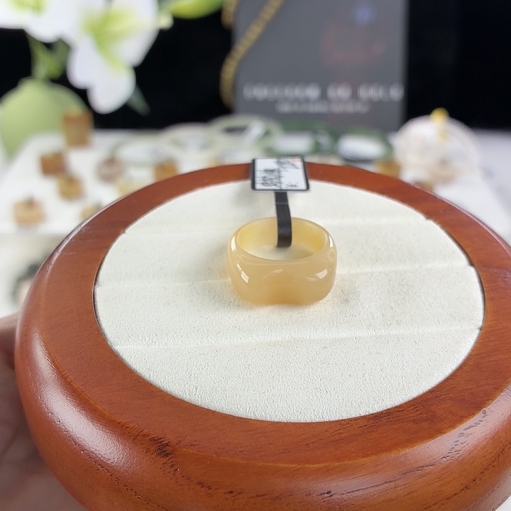 和田玉（糖玉）未镶嵌戒指i79黄糖猫耳16.1不退换