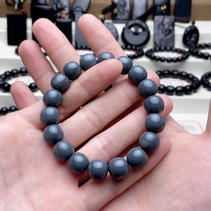 未镶嵌手链和田玉病****)卡12老型手串色标级莫兰迪灰