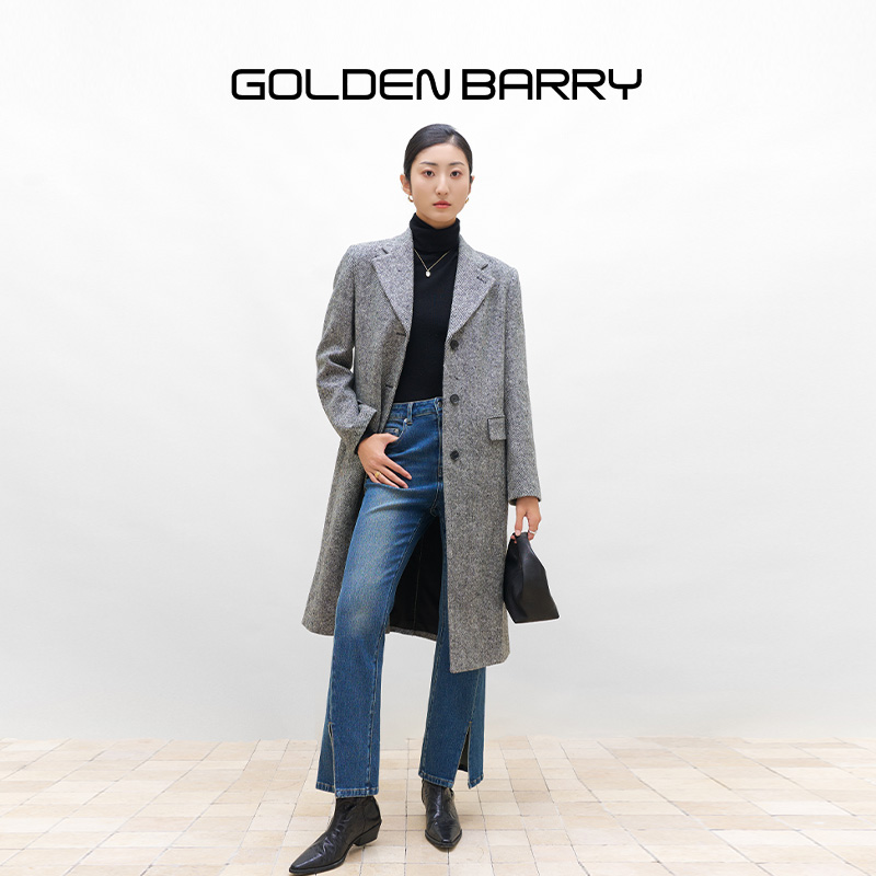 GOLDENBARRY|142085率性羊毛粗花呢大衣