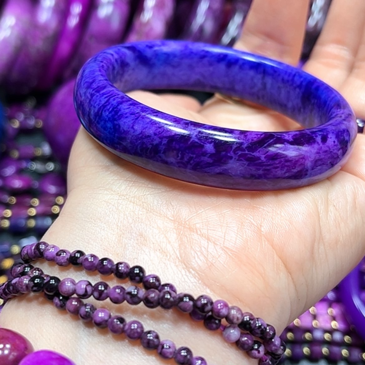 【闪购商品】玻璃DIY舒具石老油料60蓝紫玉华圈口58