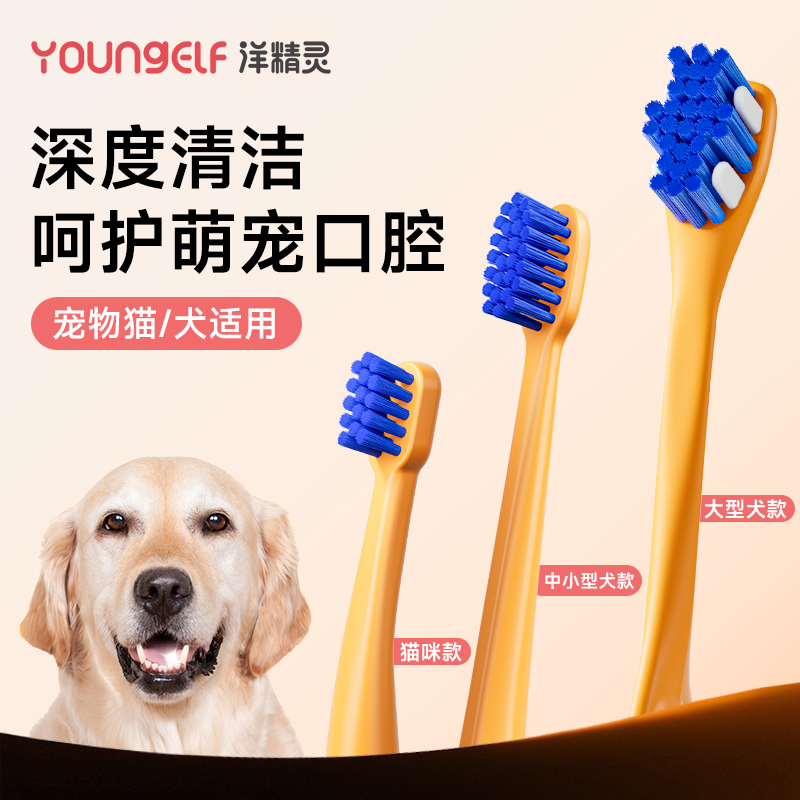 洋精灵【宠物牙刷】猫狗小头柔软牙刷清洁口腔刷牙使用方便萌宠专用