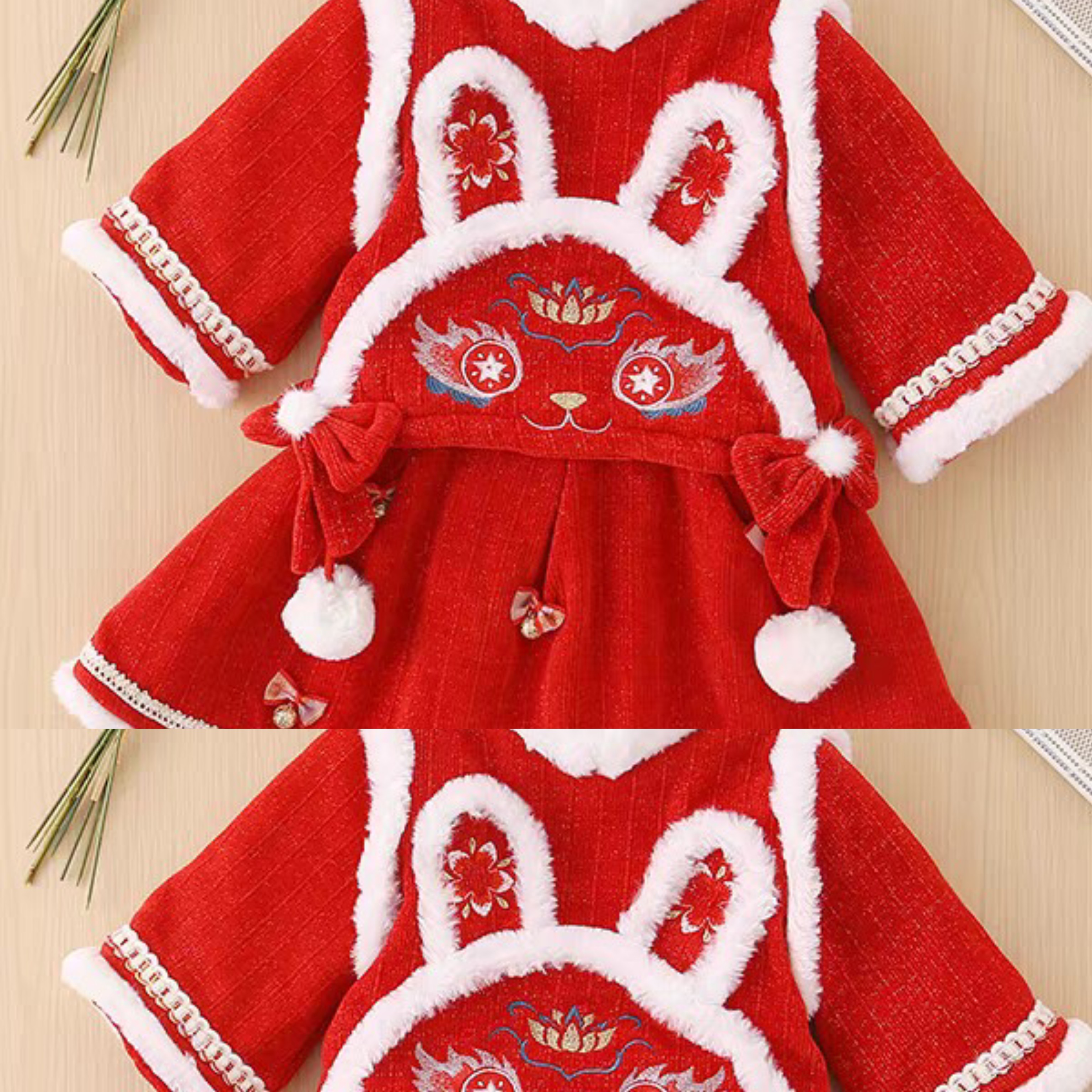 （1079）两年套夹棉年裙，铃铛拜年服