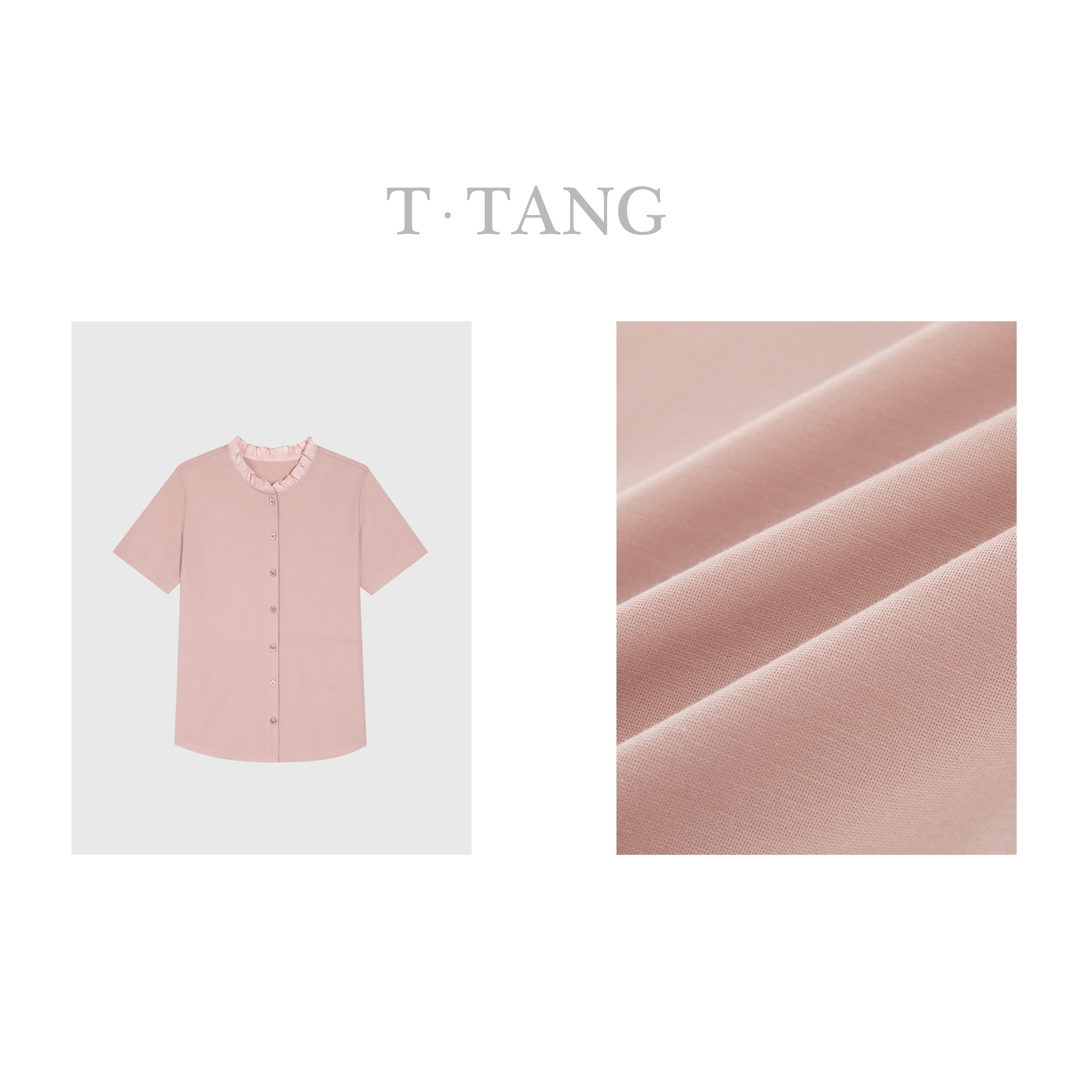 FL秋季210g高支高密丝光罗马棉洋气显瘦百搭简约半袖衬衫【6266】55