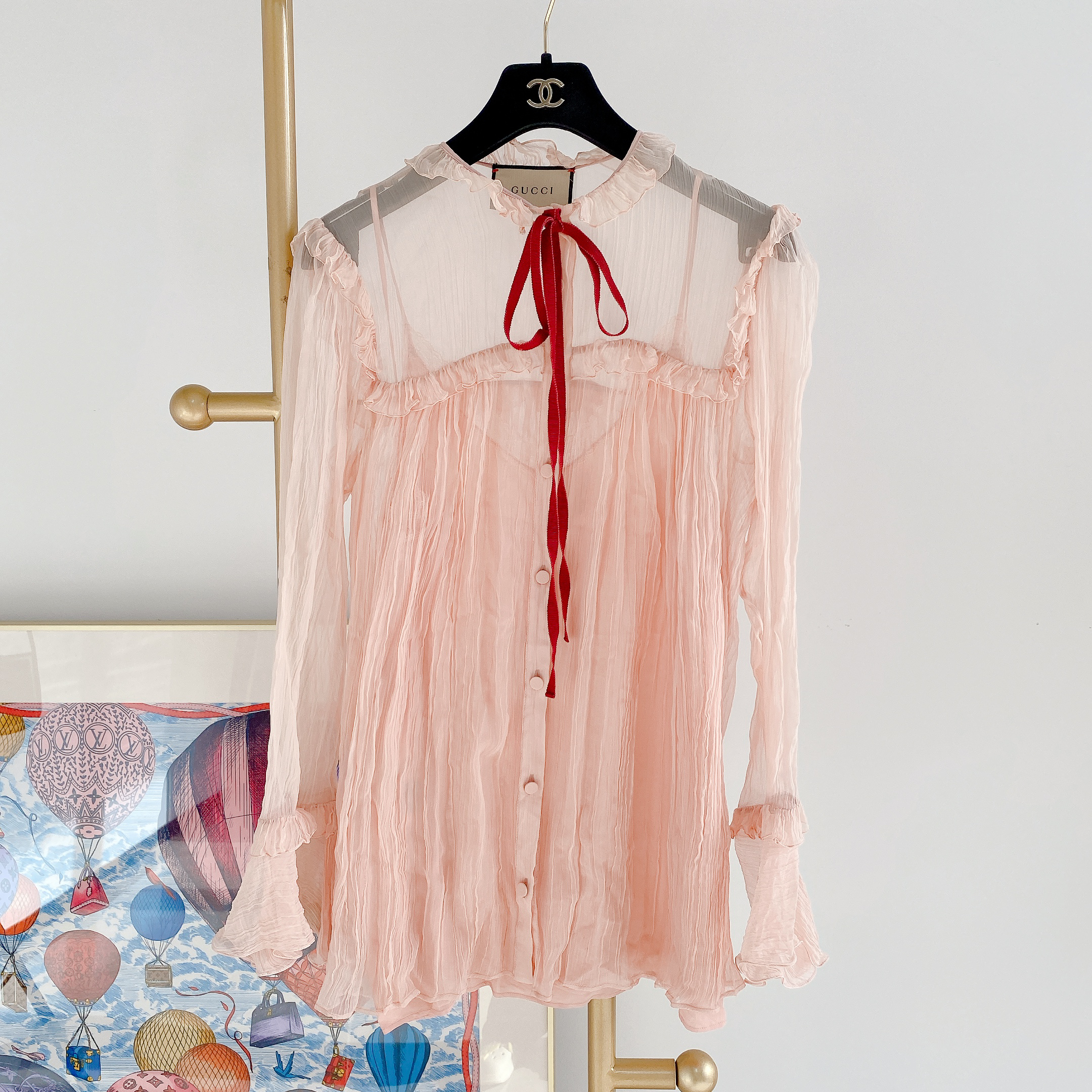 95新 GUCCI/古驰 古驰粉色开衫    