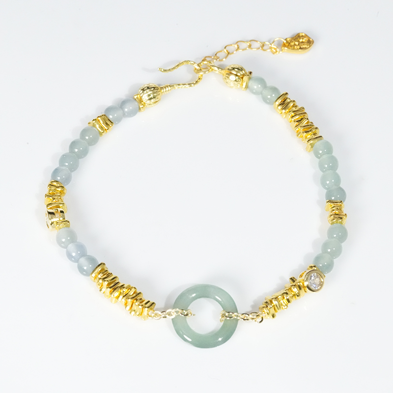 【小胖翡翠】天然翡翠小米珠手链A货蓝水平安扣轻奢百搭-多样性发1