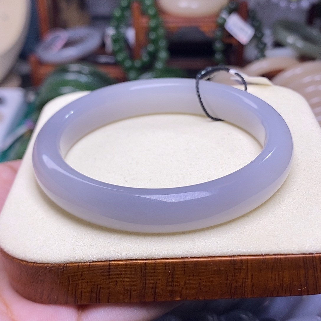 和田玉烟紫老料毕业级收藏手镯61圈未镶嵌余*渔