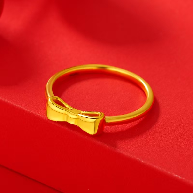 【奇奇专享】足金999饰品 蝴蝶结戒指 19# GP 0.52