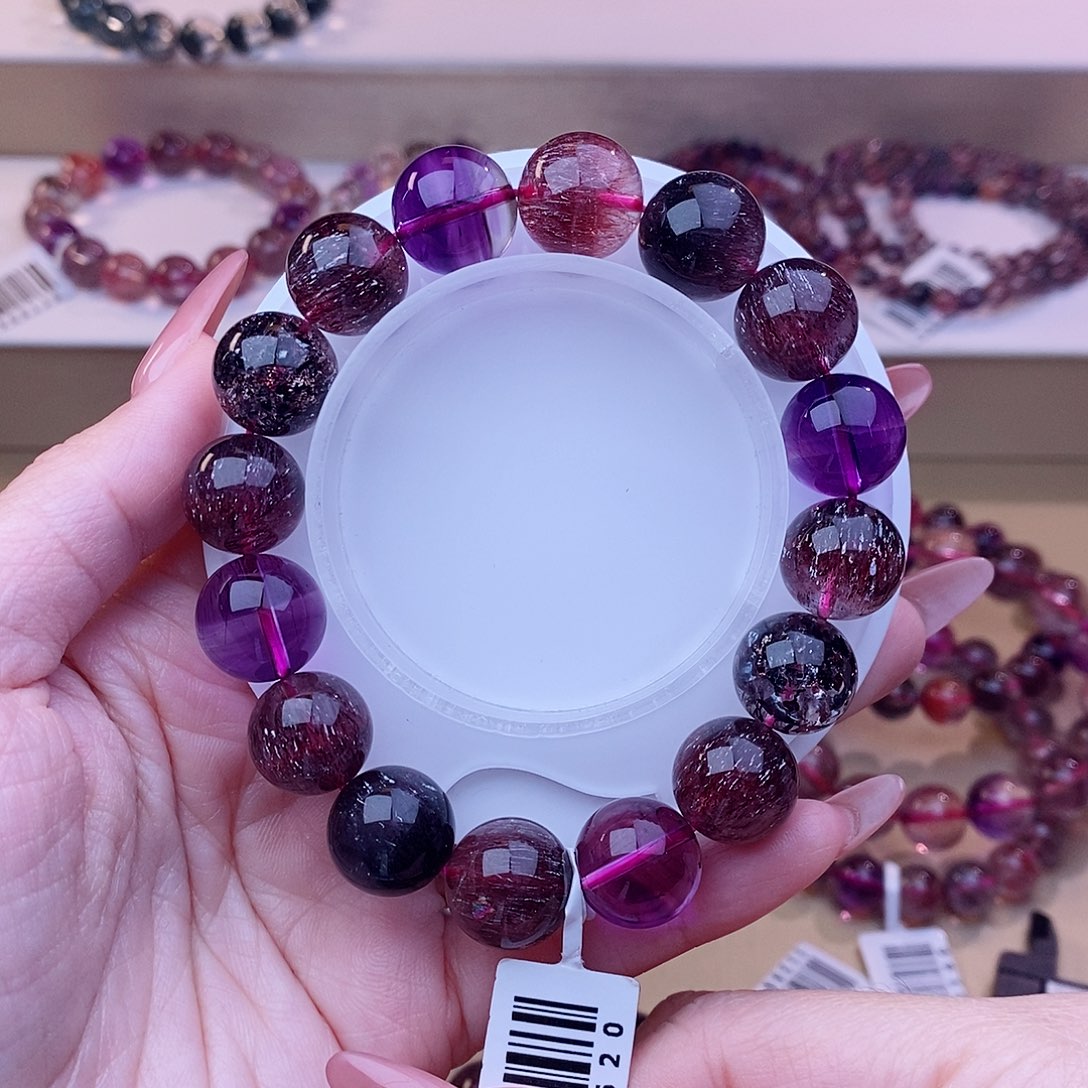 未镶嵌手串水晶可****！黑加仑超七13m+