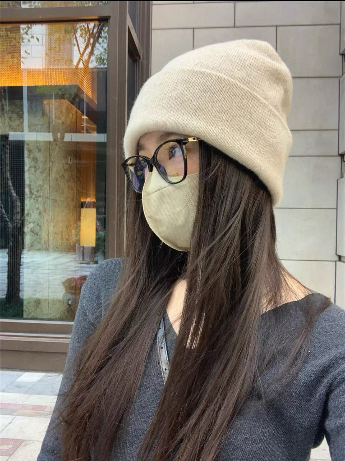 100%澳洲纯羊毛无缝一体针织帽子纯色保暖堆堆帽秋冬毛线帽