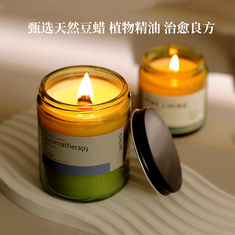 轻奢茶系香薰蜡烛家用卧室睡眠植萃精油大豆蜡精油香氛摆件伴手礼