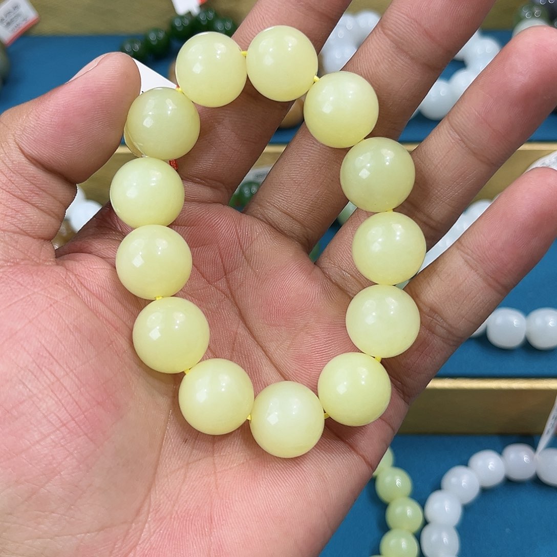 手串未镶嵌和田玉纯天然新疆和田玉若羌黄口16mm