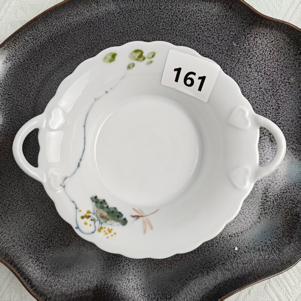 景德镇手绘釉中彩（食品级）陶瓷小爱心双耳碗家用161