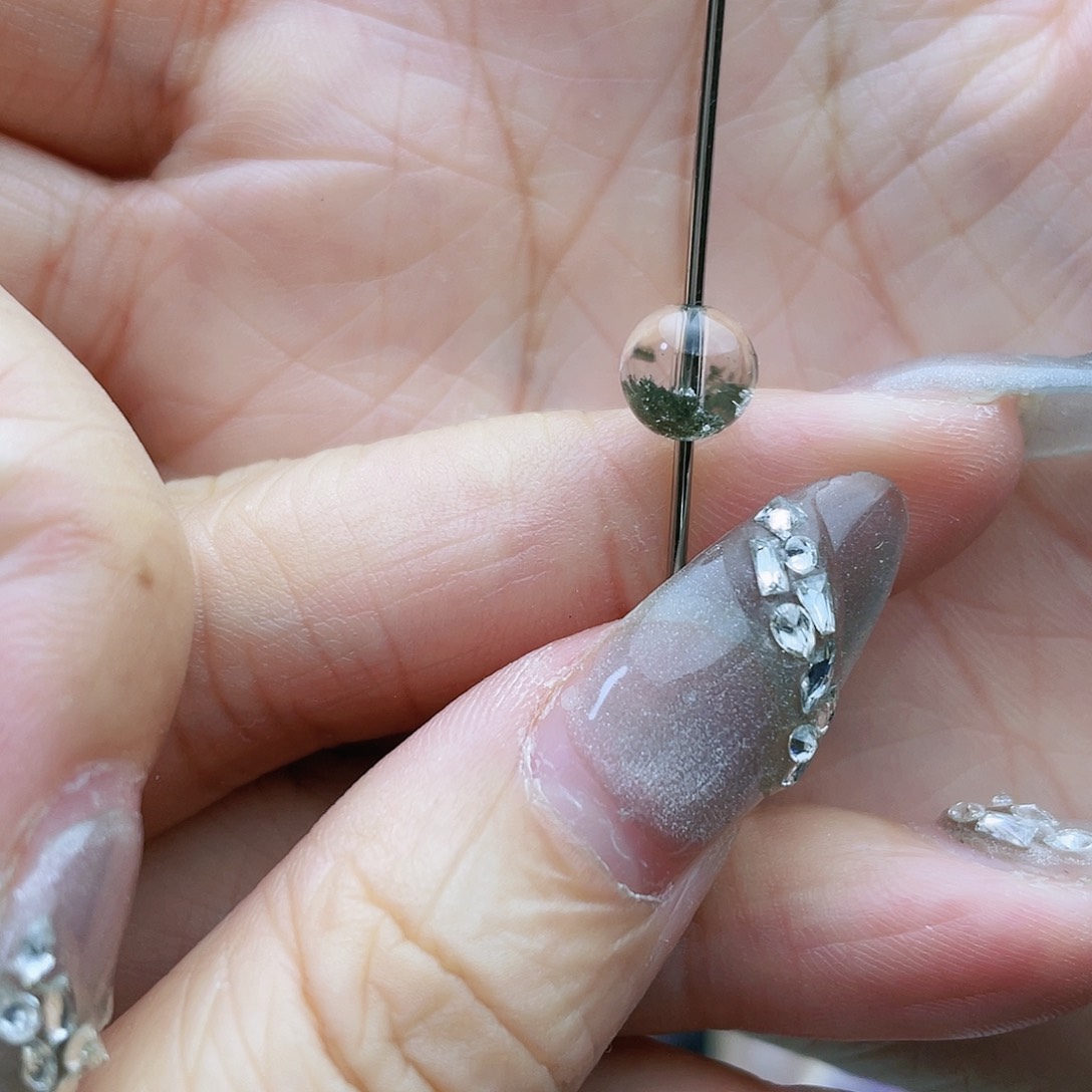 水晶手串未镶嵌绿幽灵聚宝盆7mm