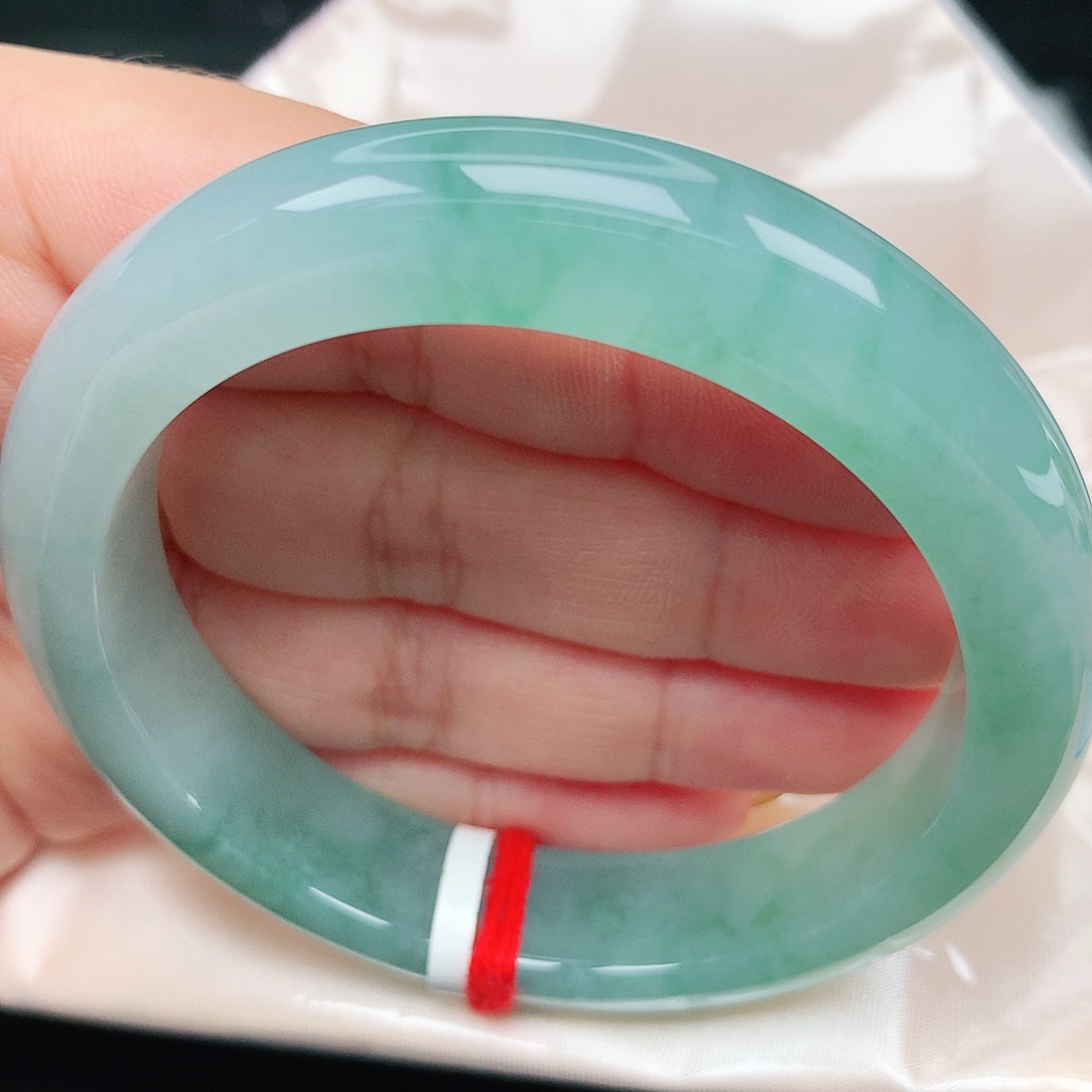 未镶嵌手镯翡翠31冰胶蓝绿细腻