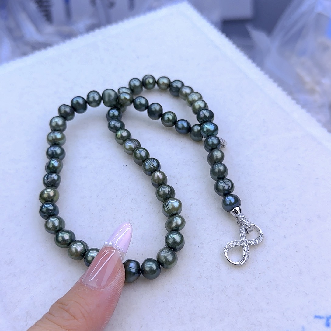 银S925镶嵌项链定制25淡水珍珠