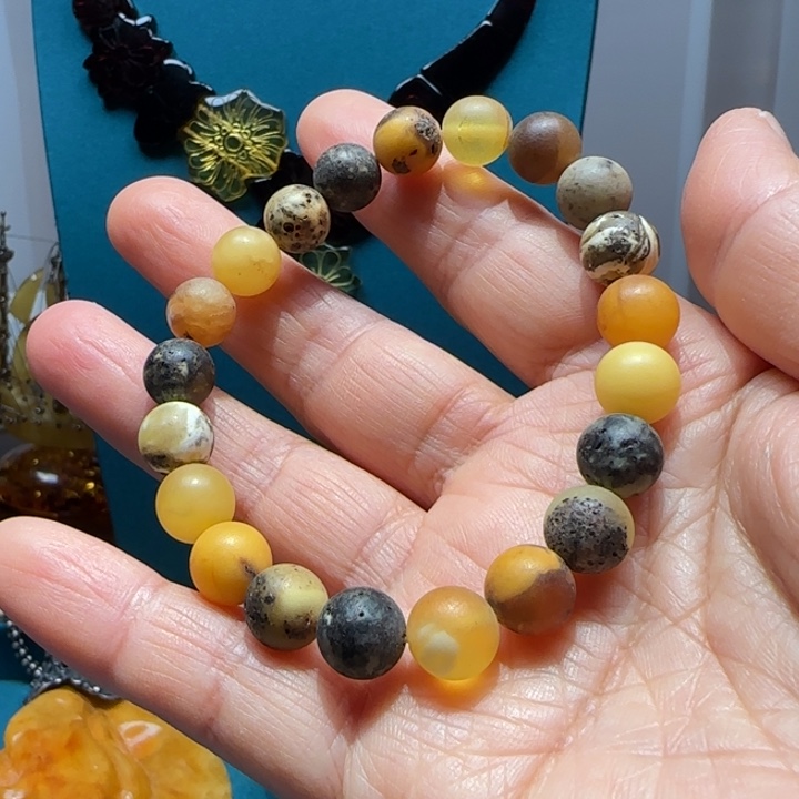 琥珀未镶嵌手链波兰设计款琥珀蜜蜡