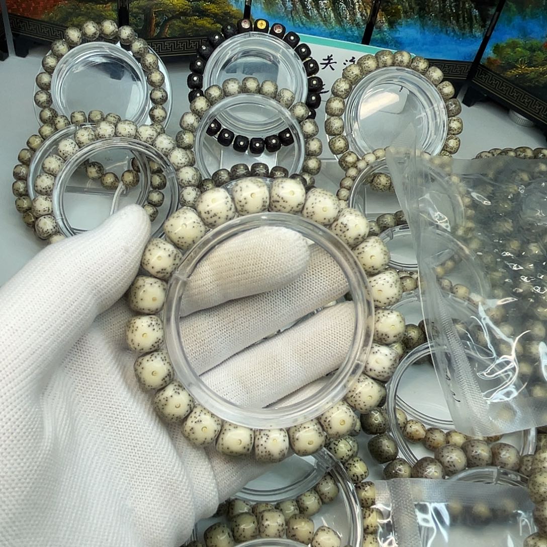 -***寒星月菩提手串海南星月菩提石玉11×10骨瓷白大眼睛