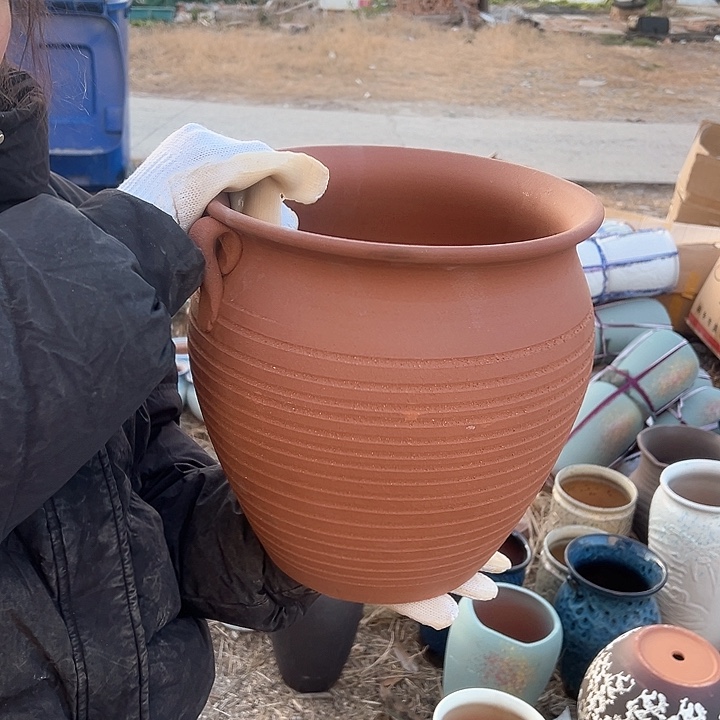 紫砂花盆高度30口30      