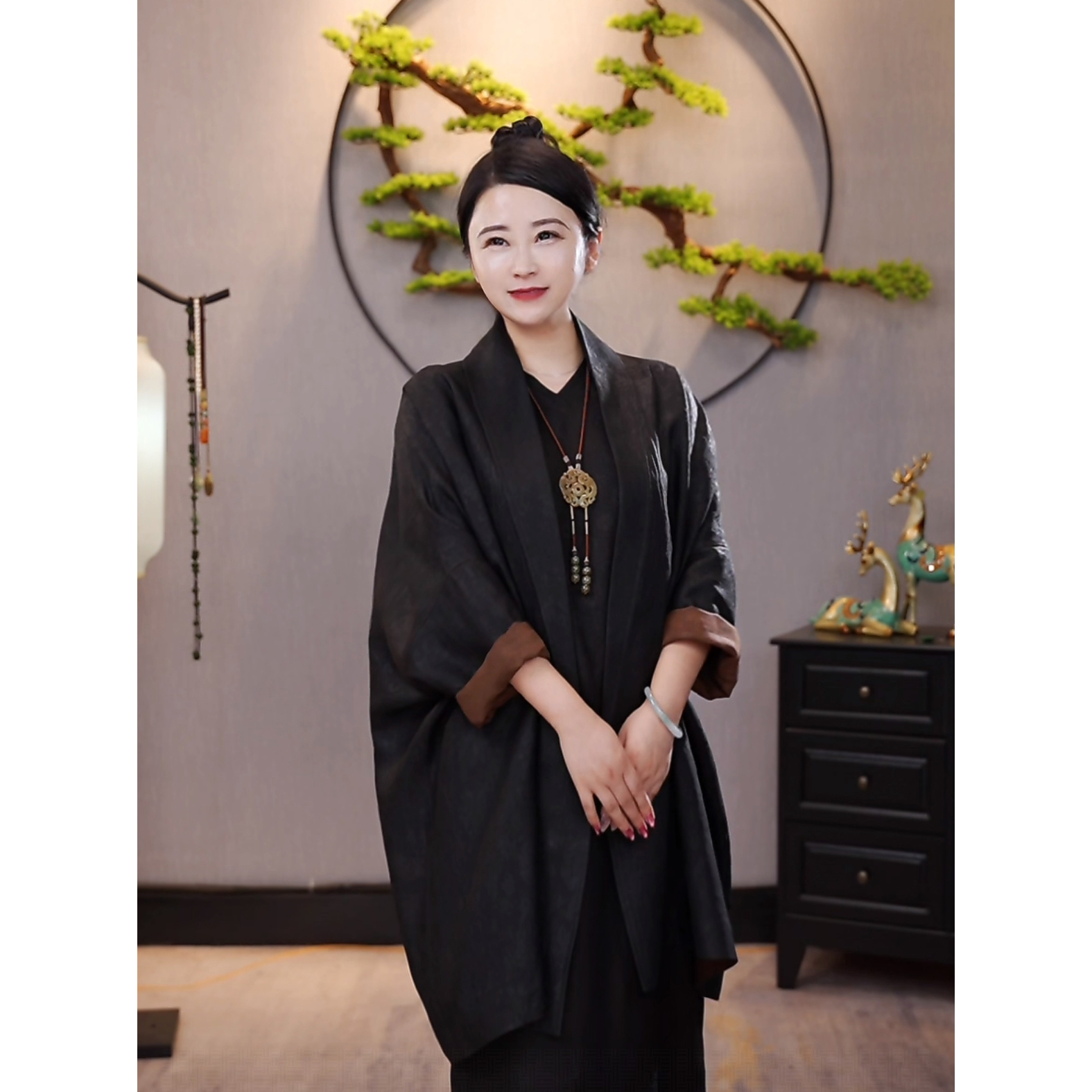 【千奈莉  】纯手工四径绞萝双穿时尚洋气舒适长袖袈裟外套