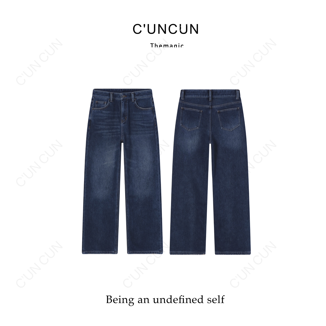 【村村CUNCUN】冬季新品~简约保暖显瘦直筒加绒牛仔裤设计师款