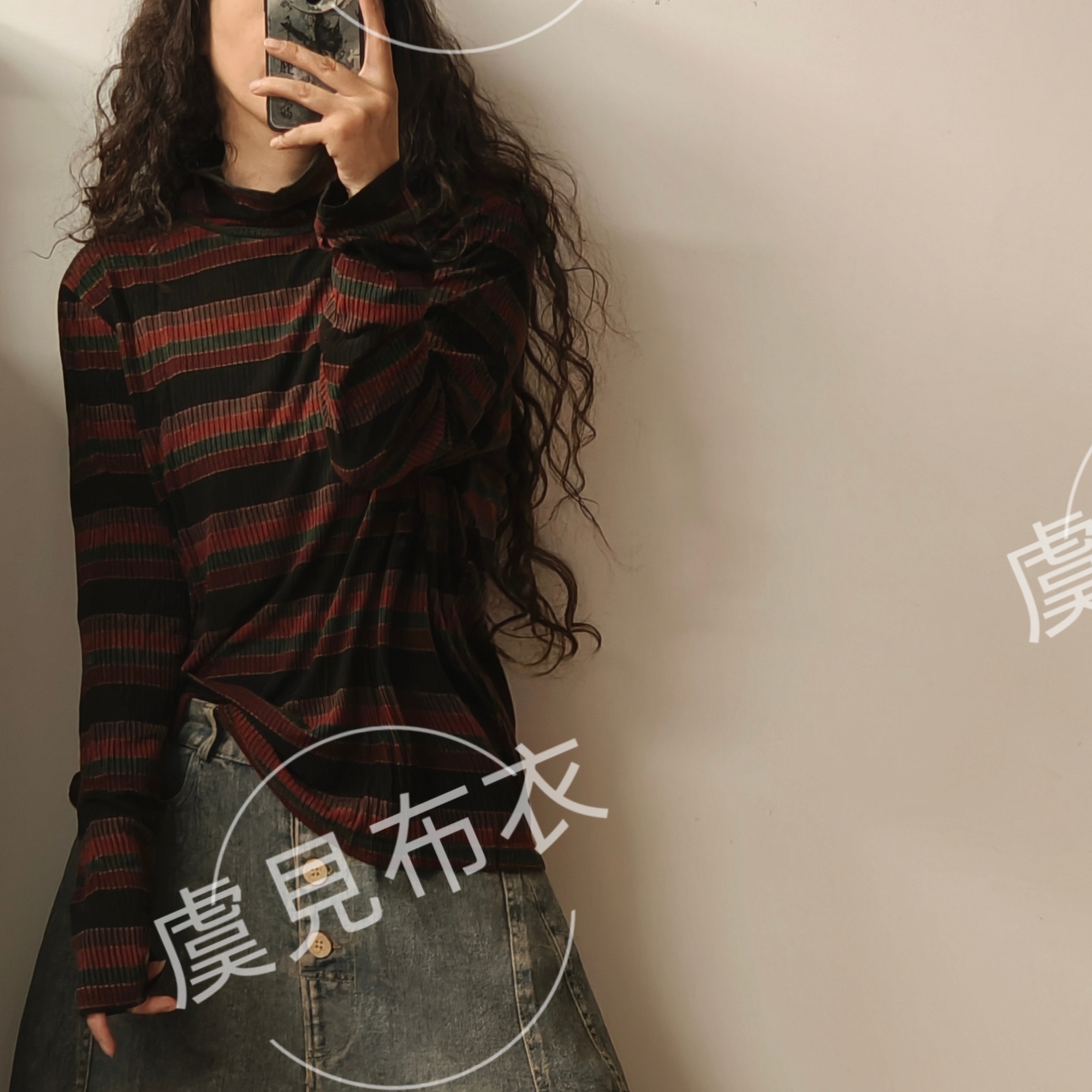 虞姑娘推荐 秋季螺纹棉宽松条纹打底【衣长62胸围126】