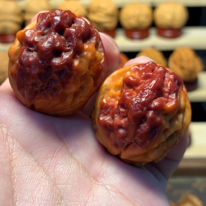 小***腿把件文玩核桃38火焰琉璃