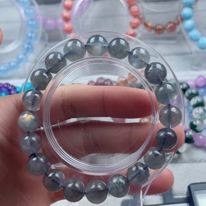 月光石灰月光圆珠手串9mm尺寸单圈未镶嵌7A级