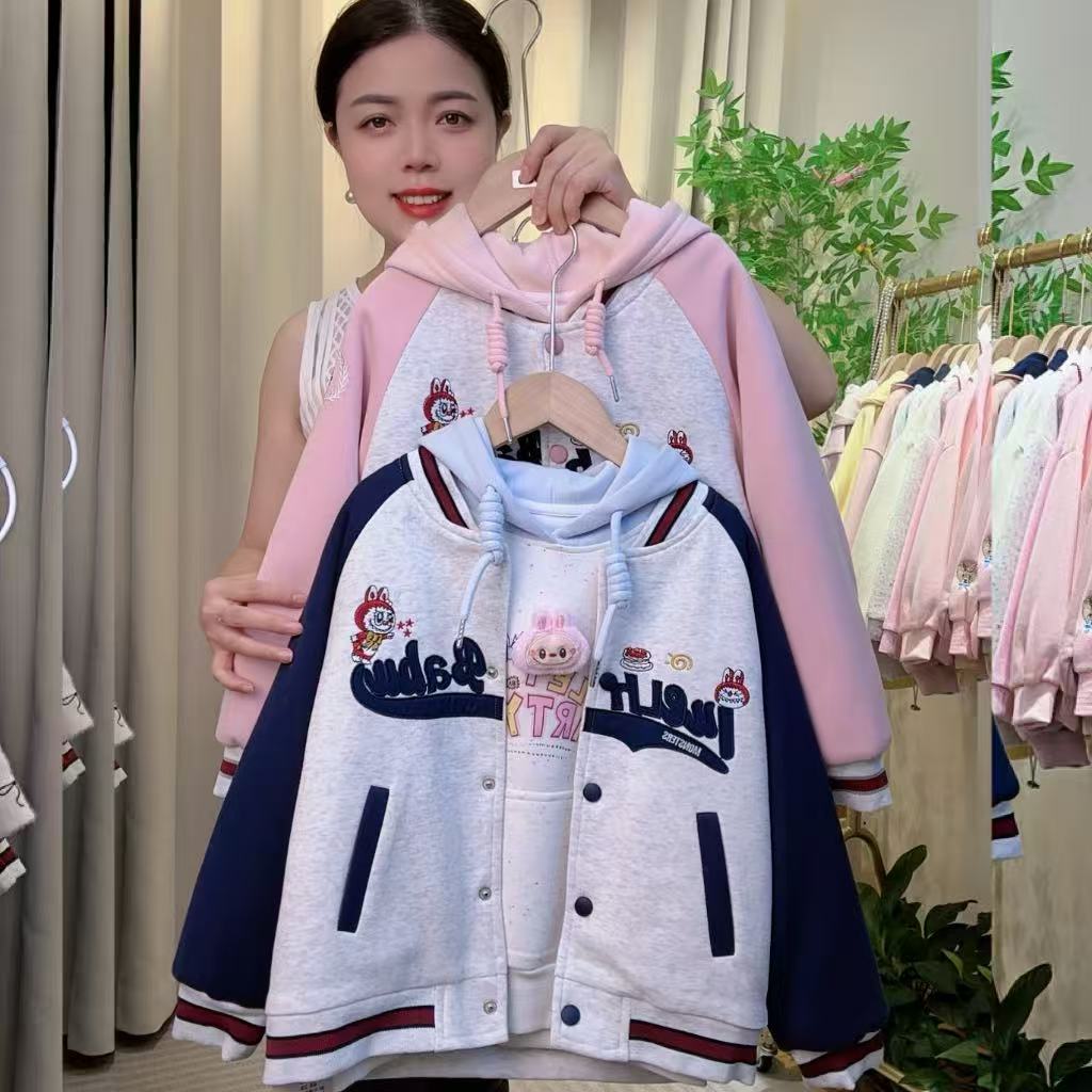 女童拉布布棒球服秋装可爱2025新款女孩拼色刺绣夹克外套春秋百搭