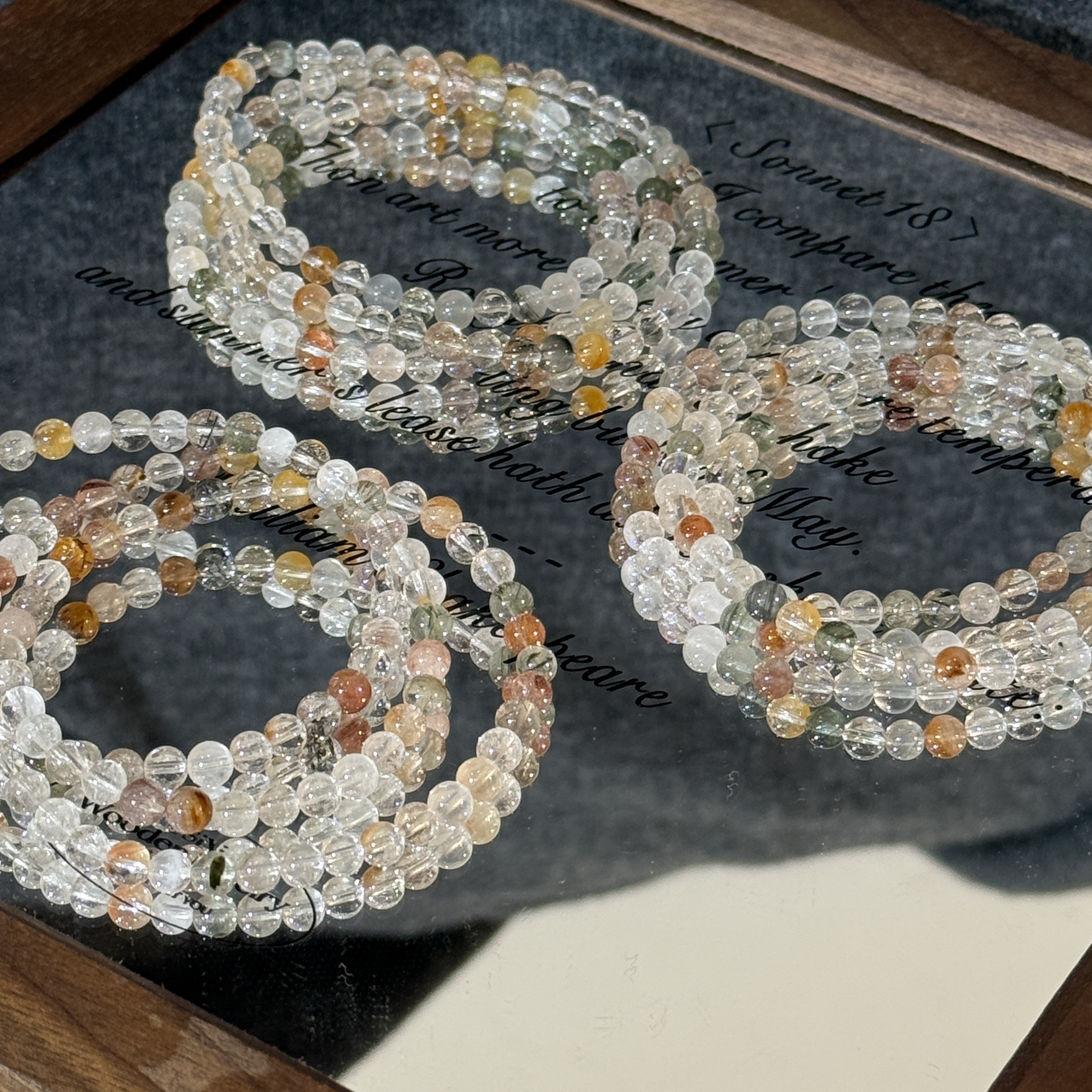 「哆啦珠宝」冰体彩兔毛三圈5mm成品手串diy