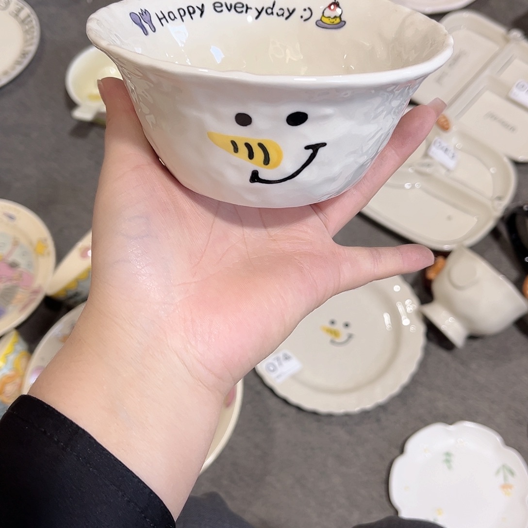 长鼻雪人陶瓷餐具5寸