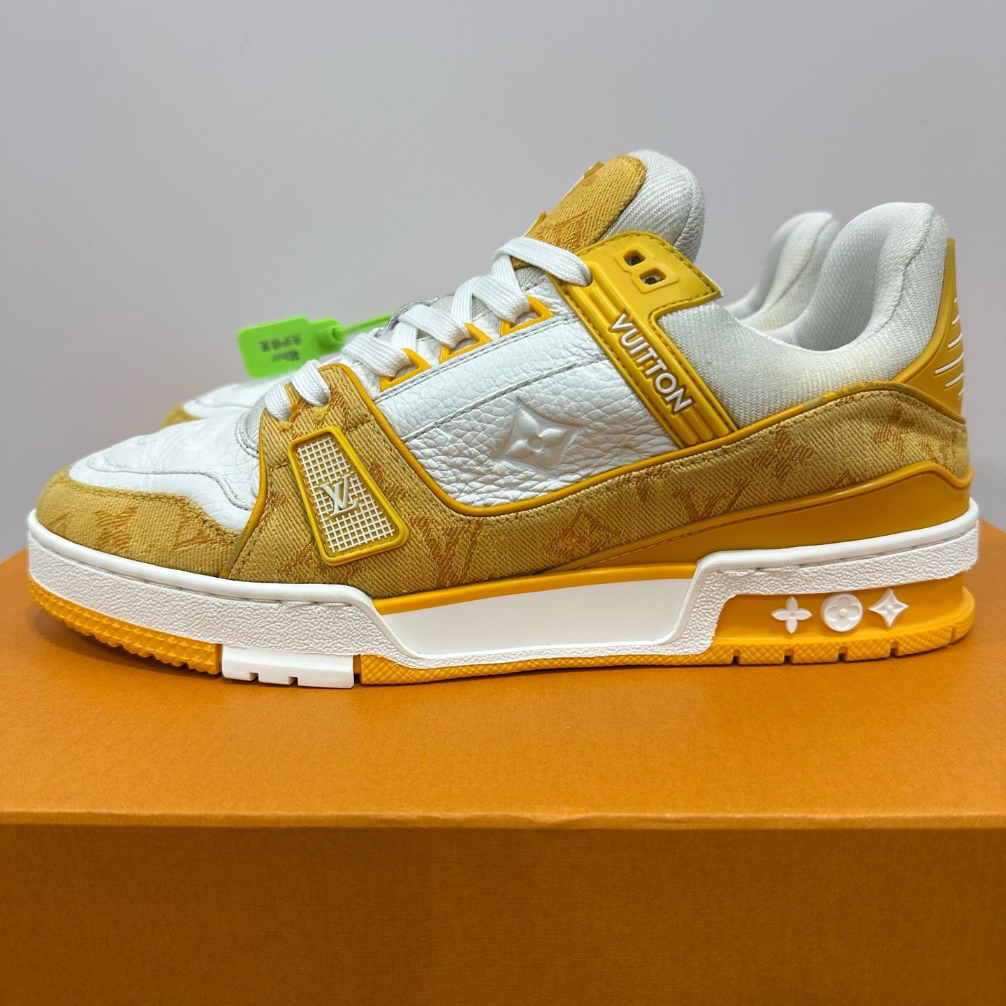 90新 LouisVuitton/路易威登 41码路易威登 LVtrainer白黄牛仔