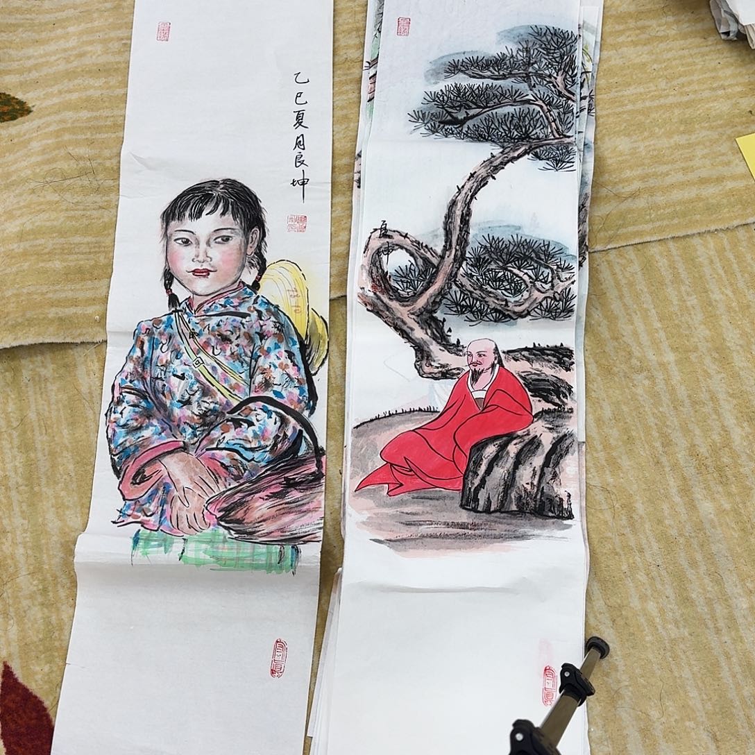 国画100.26两张手绘作品